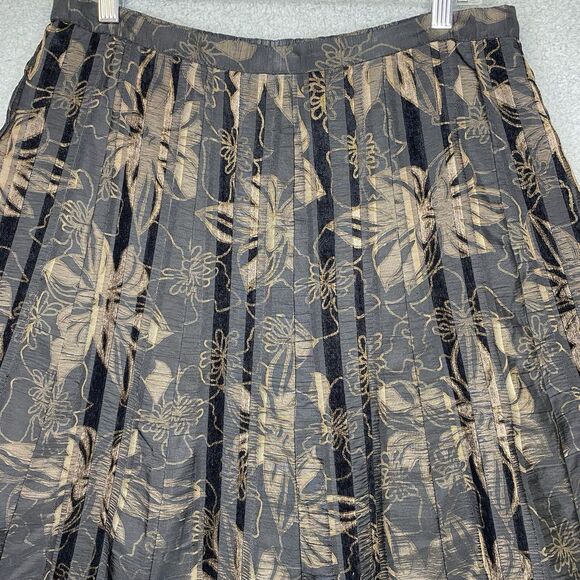 Coldwater Creek Pleated Velvet Floral Skirt Whimsigoth Fairy Grunge M Sz 10-12 - Picture 2 of 16